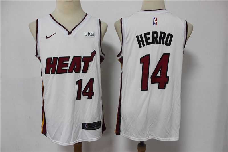 Men Miami Heat 14 Herro White Game Nike 2021 NBA Jersey